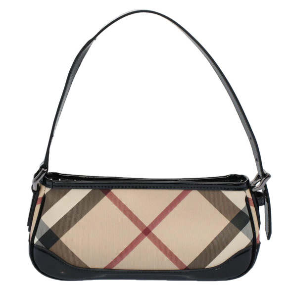 BURBERRY Nova Check Shoulder Bag PVC Leather Beige Auth 56686 - Picture 2 of 16